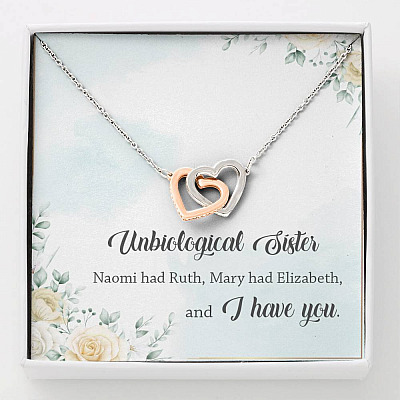Unbiological Sister Naomi Had Ruth Mary Had Elizabeth And I Have You Interlocking Hearts Pendant Necklace - Interlocking Hearts Necklace