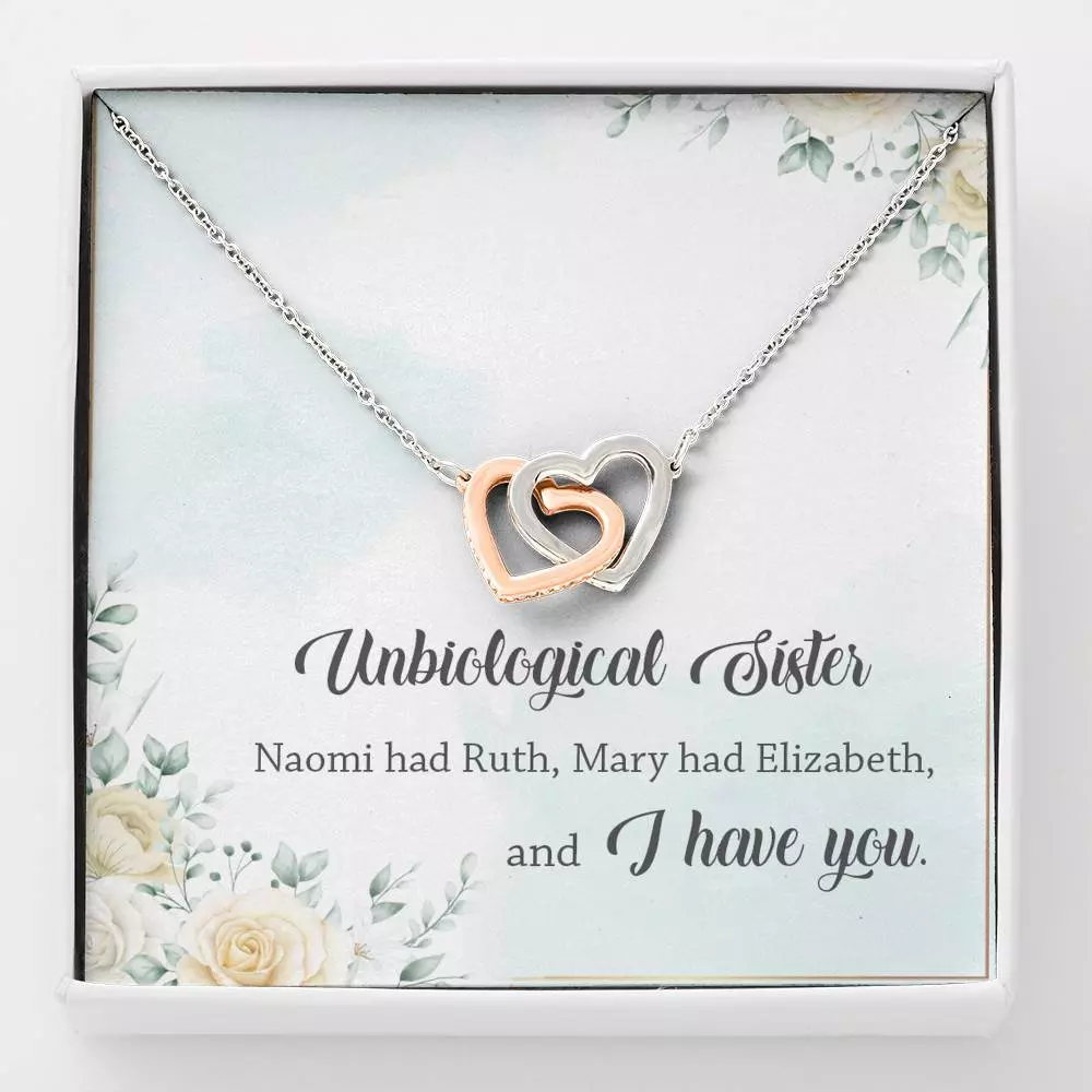 Unbiological Sister Naomi Had Ruth Mary Had Elizabeth And I Have You Interlocking Hearts Pendant Necklace - Interlocking Hearts Necklace