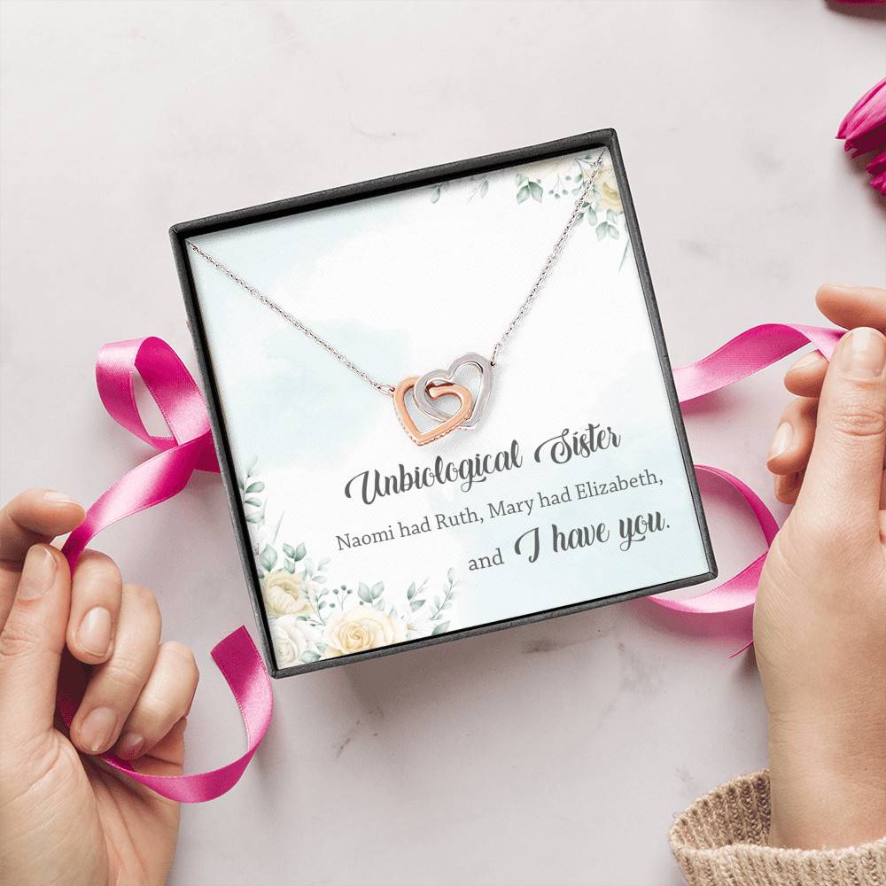 Unbiological Sister Naomi Had Ruth Mary Had Elizabeth And I Have You Interlocking Hearts Pendant Necklace