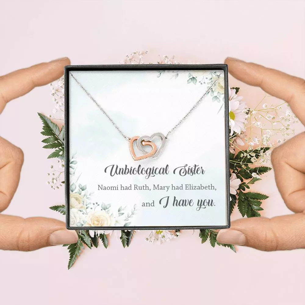 Unbiological Sister Naomi Had Ruth Mary Had Elizabeth And I Have You Interlocking Hearts Pendant Necklace