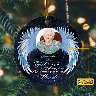 Personalized Photo God Has You In His Keeping We Have You In Our Hearts Decorative Christmas Ornament