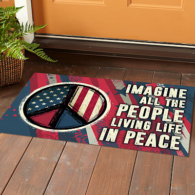 Alternative view of Imagine All The People Living Life in Peace Doormat - Outdoor Indoor Doormat