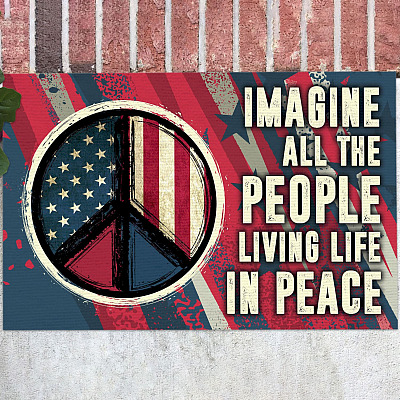 Imagine All The People Living Life in Peace Doormat - Outdoor Indoor Doormat