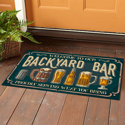 Alternative view of Welcome To Our Backyard Bar Funny Bar Signs Beer Sign Indoor Outdoor Decorative Doormat
