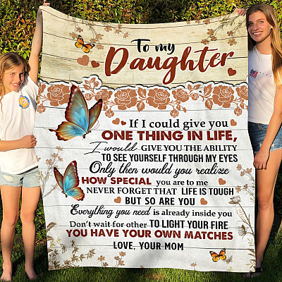Butterfly From Mom To My Daughter If I Could Give You One Thing In Life Fleece Blanket - Sherpa Blanket