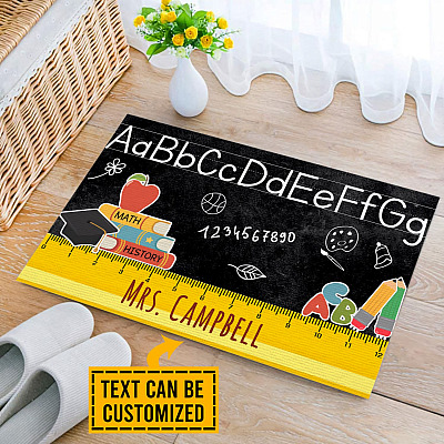 Personalized Kindergarten Teacher Rules Indoor Outdoor Doormat - Custom Teacher Appreciation Gifts Doormat