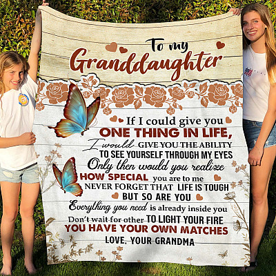 Alternative view of Butterfly From Grandma To My Granddaughter If I Could Give You One Thing In Life Fleece Blanket - Sherpa Blanket