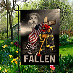 9VT. Firefighter Honor The Fallen Jesus Garden Flag Mockup 5