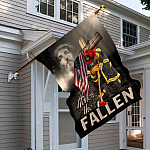 9VT. Firefighter Honor The Fallen Jesus House Flag Mockup 6