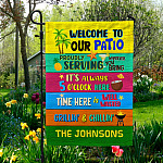 8VT. Welcom To Our Patio sample design Garden Flag Mockup 5