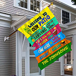 8VT. Welcom To Our Patio sample design House Flag Mockup 6