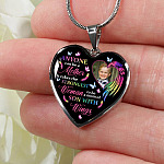 Personalized Photo Strongest Woman To Be A Mom Of Son With Wings Heart Pendant Necklace - Son With Wings Gift