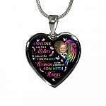 Personalized Photo Strongest Woman To Be A Mom Of Son With Wings Heart Pendant Necklace - Son With Wings Gift