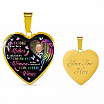 Personalized Photo Strongest Woman To Be A Mom Of Son With Wings Heart Pendant Necklace - Son With Wings Gift