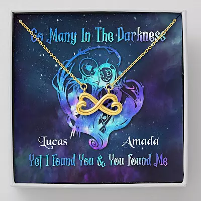 Personalized So Many In The Darkness I Found You And You Found Me Infinity Heart Pendant Necklace - Infinity Heart Necklace (18K Yellow Gold)