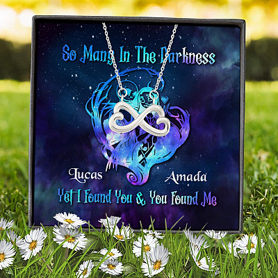 Alternative view of Personalized So Many In The Darkness I Found You And You Found Me Infinity Heart Pendant Necklace
