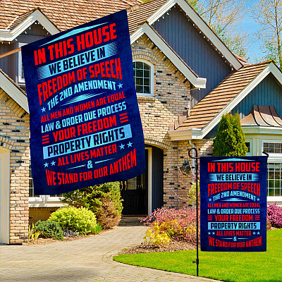 Alternative view of In This House We Believe in Freedom of Speech the 2nd Amendment Decorative Garden Flag - House Flag