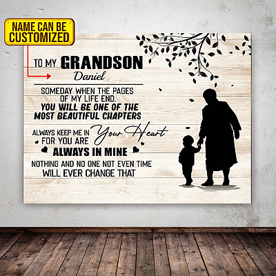 Alternative view of Personalized To My Grandson Someday You WiIl Be One Of The Most Beautiful Chapters Of My Life Framed Canvas
