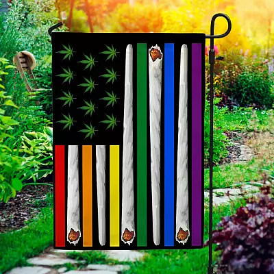 Weed Leaf USA Decorative Garden Flag - House Flag - Weed American Flag