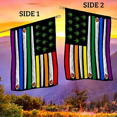 Alternative view of Weed Leaf USA Decorative Garden Flag - House Flag - Weed American Flag