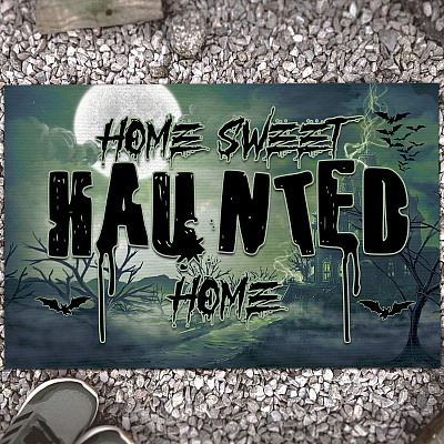 Home Sweet Haunted Home Halloween Doormat - Funny Happy Halloween Doormat