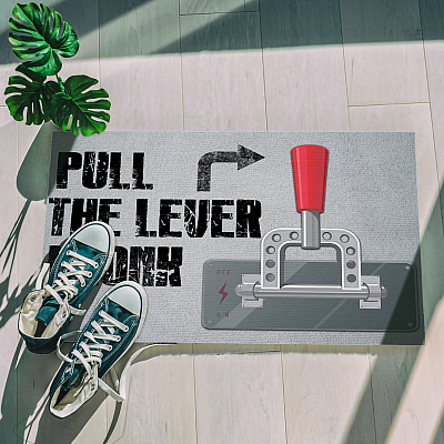 Alternative view of Pull The Lever Kronk Indoor Outdoor Doormat - Funny Bathroom Doormat