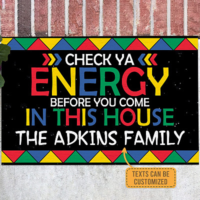 Alternative view of Personalized Family Doormat Check Ya Energy Before You Come in This House Entrance Decorative Doormat