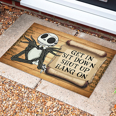 Get in Shut Up Sit Down Hold on Jack Skellington Doormat - Funny Halloween Outdoor Doormat