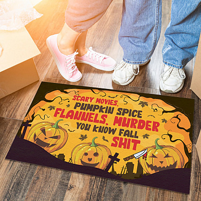 Scary Movies Pumpkin Spice Flannels Murder You Know Fall Shit Indoor Outdoor Doormat