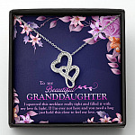 To My Beautiful Granddaughter I Squeezed This Necklace Really Tight and Fill With My Love Double Hearts Necklace - Double Hearts Necklace