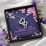 To My Beautiful Granddaughter I Squeezed This Necklace Really Tight and Fill With My Love Double Hearts Necklace
