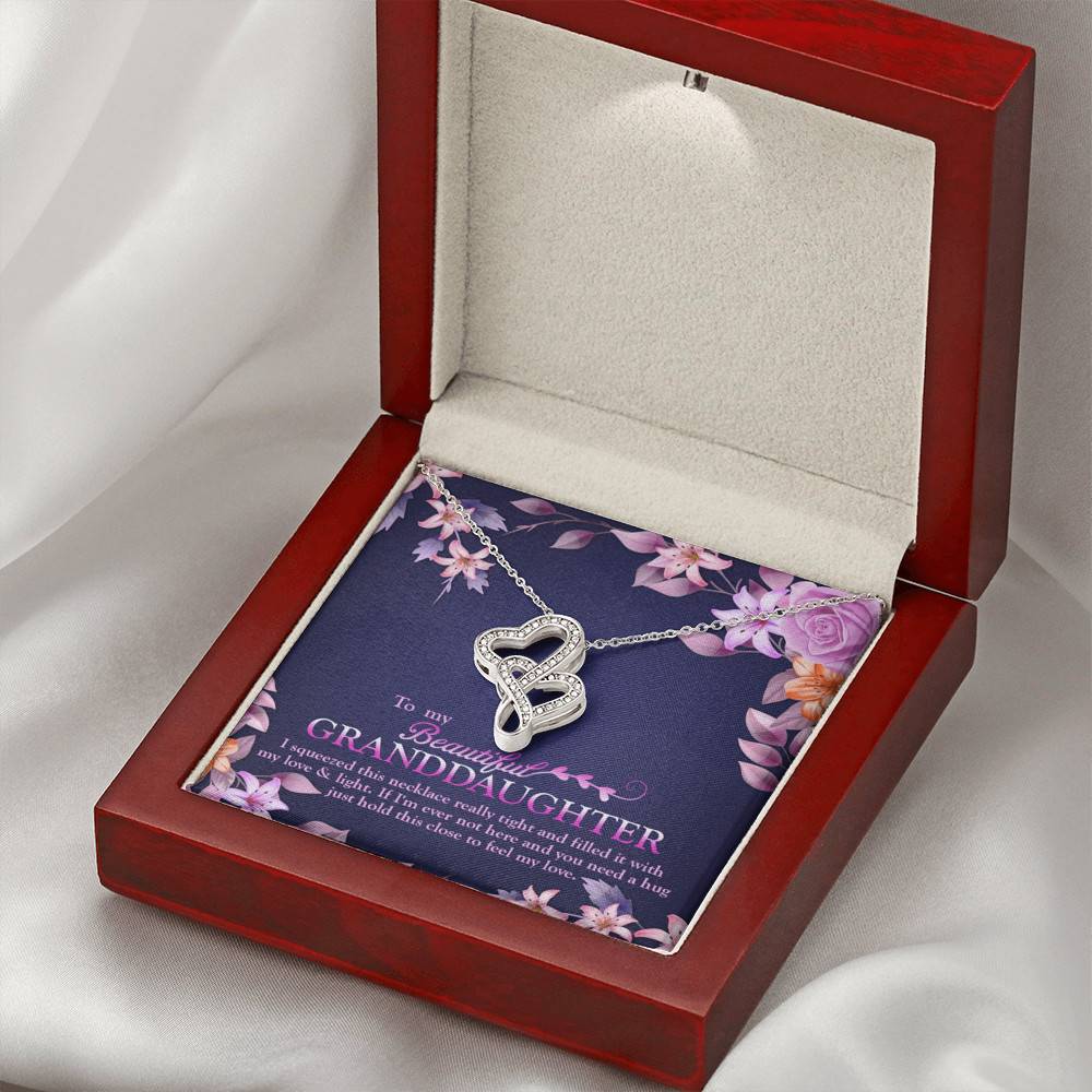 To My Beautiful Granddaughter I Squeezed This Necklace Really Tight and Fill With My Love Double Hearts Necklace