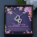 To My Beautiful Granddaughter I Squeezed This Necklace Really Tight and Fill With My Love Double Hearts Necklace