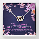 To My Beautiful Granddaughter I Squeezed This Necklace Really Tight Joined Interlocking Hearts Necklace - Interlocking Hearts Necklace