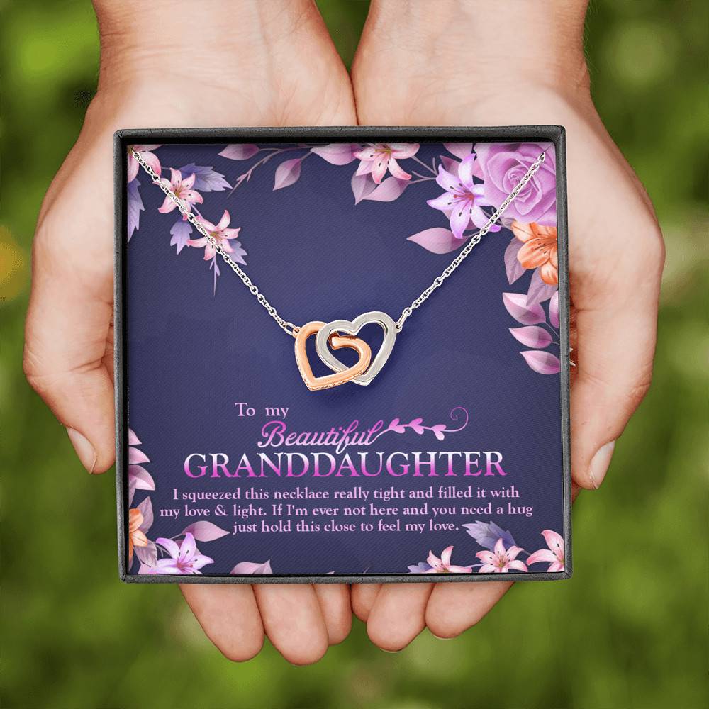 To My Beautiful Granddaughter I Squeezed This Necklace Really Tight Joined Interlocking Hearts Necklace