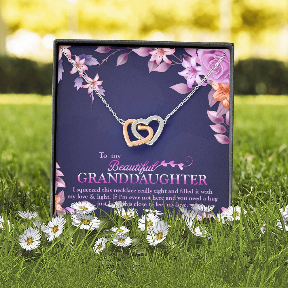 To My Beautiful Granddaughter I Squeezed This Necklace Really Tight Joined Interlocking Hearts Necklace