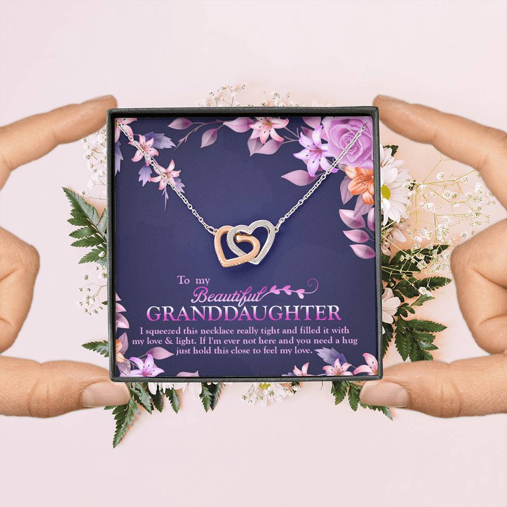 To My Beautiful Granddaughter I Squeezed This Necklace Really Tight Joined Interlocking Hearts Necklace