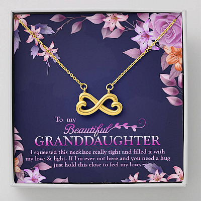 To My Beautiful Granddaughter I Squeezed This Necklace Really Tight Infinity Heart Pendant Necklace - Infinity Heart Necklace (18K Yellow Gold)