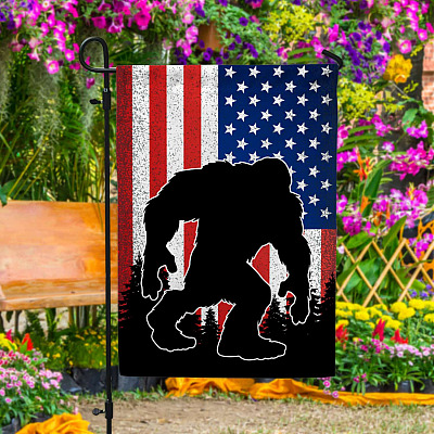 Bigfoot American Flag Patriotic Garden Flag - Sasquatch House Flag