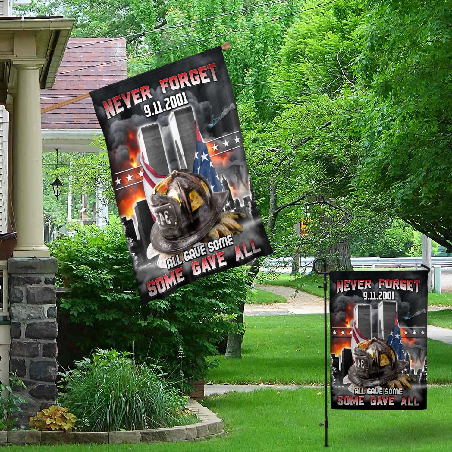 5VT. Firefighter Never Forget All Gave Some Garden & House Mockup 1