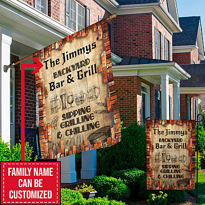 Alternative view of Personalized Family Flag With Name Decorative Garden Flag - House Flag - Personalized bar & Grill Flag