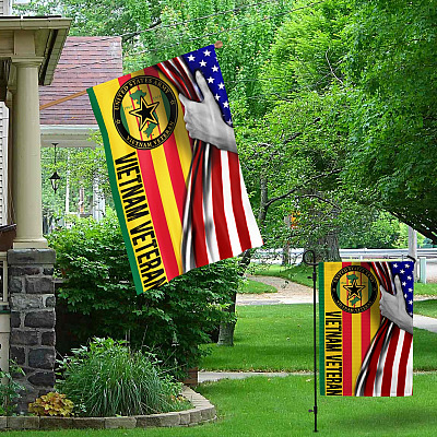 Alternative view of Vietnam Veteran United States Army Decorative Garden Flag - Indoor Outdoor Flag - House Flag