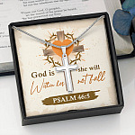 God Is Within Her She Will Not Fall Psalm 46 5 Artisan Crafted Cross Necklace - God Necklace