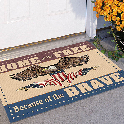 Alternative view of Home Of The Free Because Of The Brave Doormat - Outdoor Indoor Doormat - American Patriotic Doormat