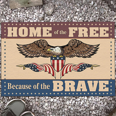 Home Of The Free Because Of The Brave Doormat - Outdoor Indoor Doormat - American Patriotic Doormat