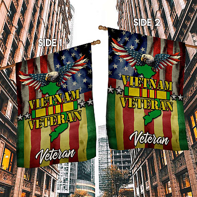 Alternative view of American Vietnam Veterans Garden Flag - Happy Veteran Day House Flag - Wall Flag