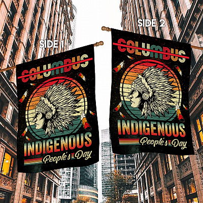 Alternative view of Anti Columbus Day Columbus Indigenous People Day Garden Flag - House Flag - Wall Flag