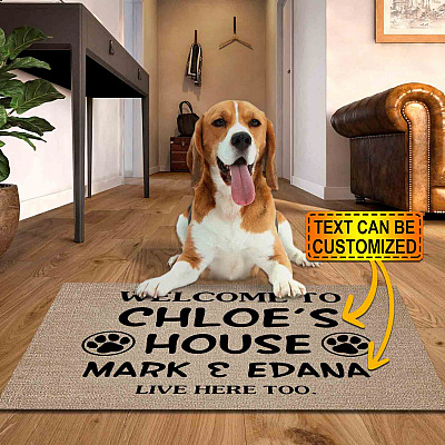 Alternative view of Custom Dog Name Doormat - Welcome to Dog's House Humans Live Here Too Funny Entrance Decorative Doormat