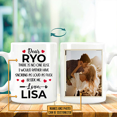 Alternative view of Personalized No One Else Snoring as Loud as Fuck Beside Me Ceramic Coffee Mug - Personalized Couple Mug