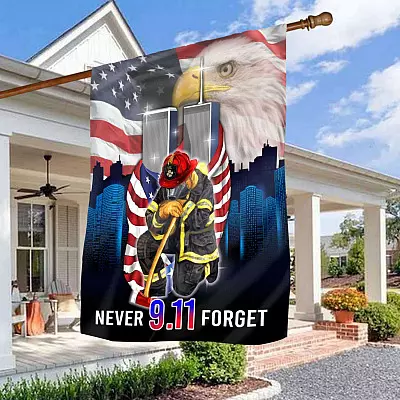 Never Forget September 11th Firefighter Memory Patriot Day Outdoor Indoor Decorative Garden Flag - House Flag